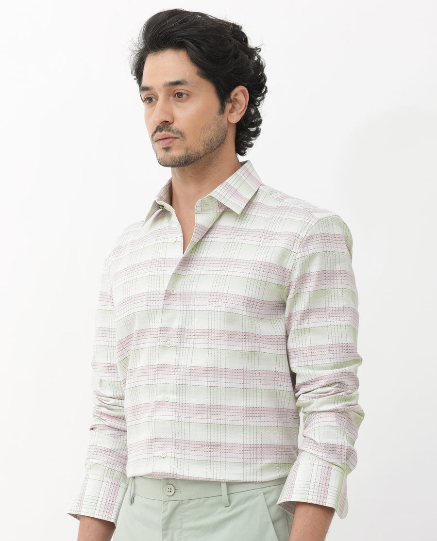 Rare Rabbit Men's Caldon Multi Cotton Checked Print Regular Fit Full Sleeve Collared Shirt