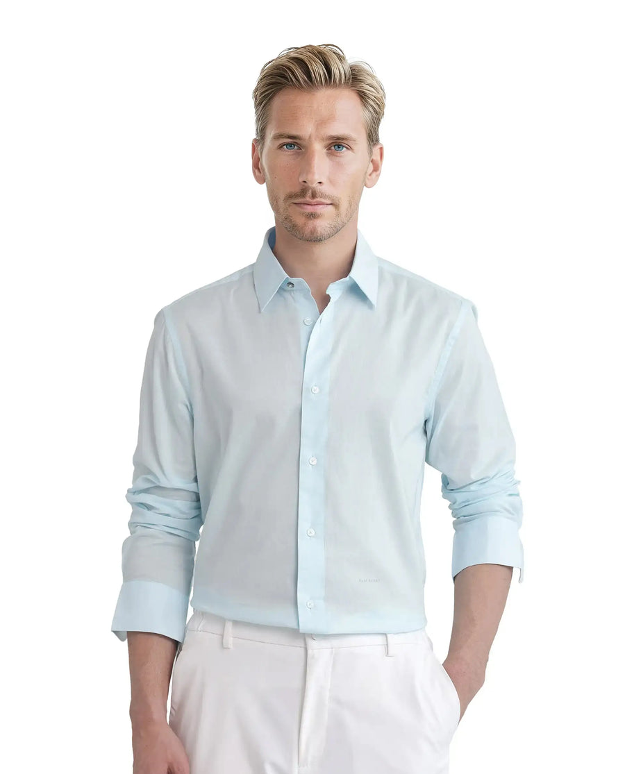 Rare Rabbit Men's Cambo-25 Light Blue Cotton Plain Regular Fit Full Sleeve Collared Shirt