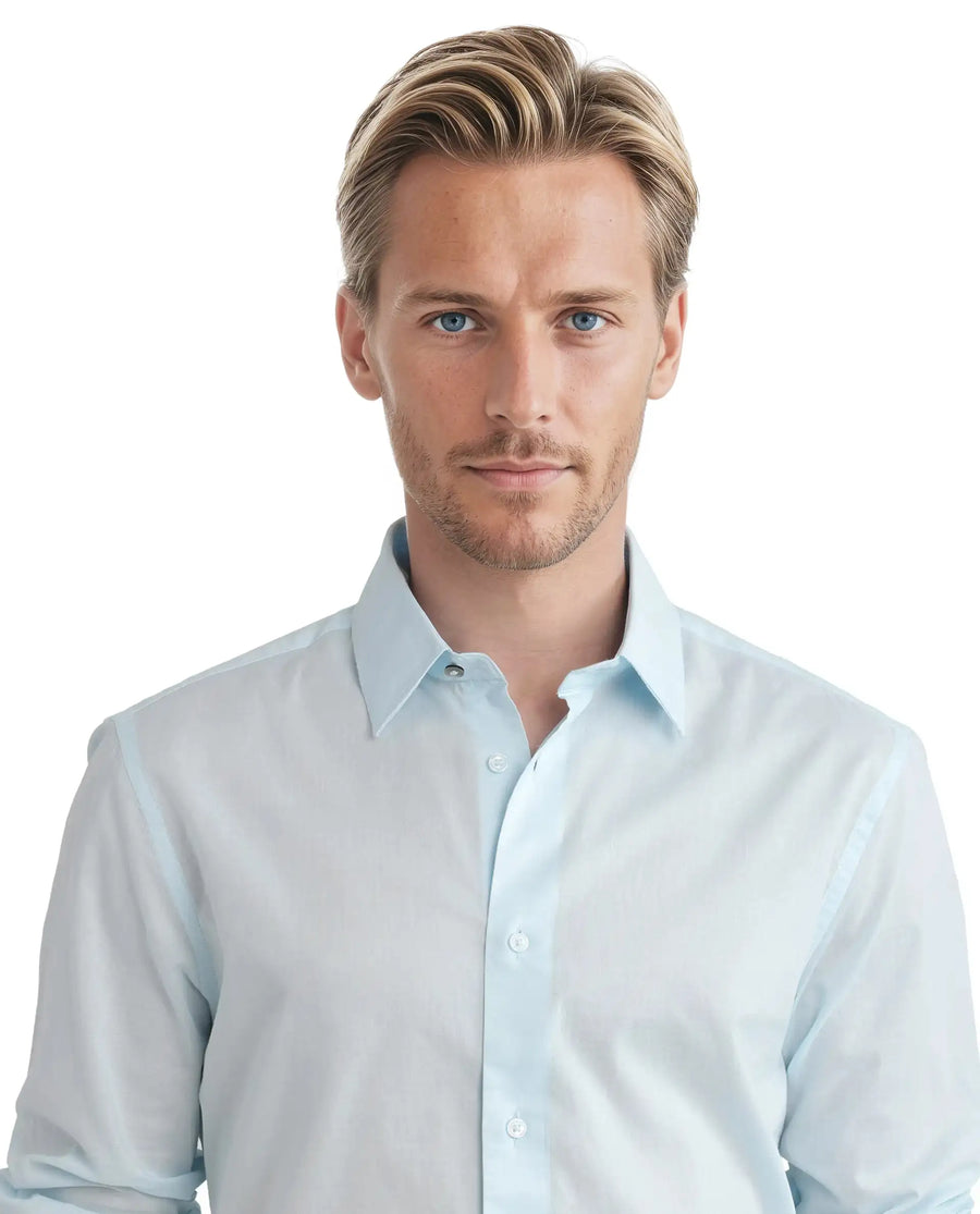 Rare Rabbit Men's Cambo-25 Light Blue Cotton Plain Regular Fit Full Sleeve Collared Shirt