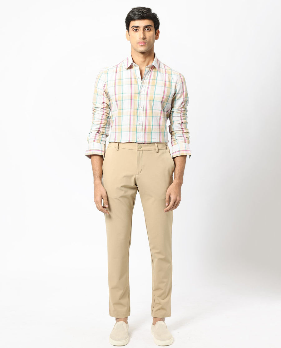 Rare Rabbit Men's Campo Pink Cotton Checked Print Regular Fit Full Sleeve Collared Shirt