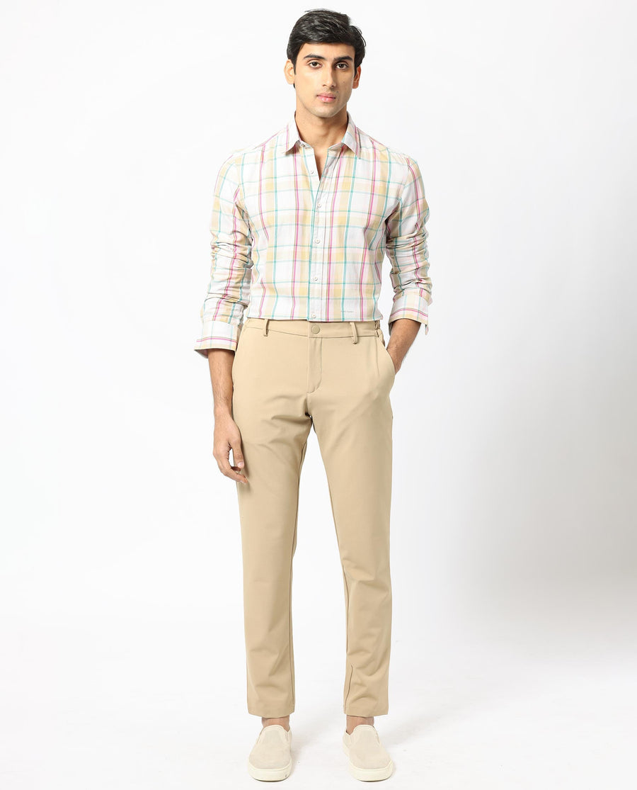 Rare Rabbit Men's Campo Pink Cotton Checked Print Regular Fit Full Sleeve Collared Shirt