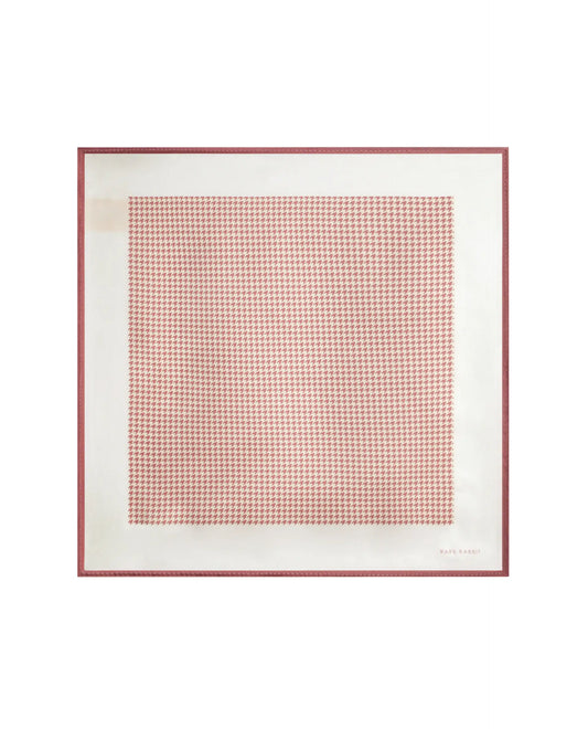 Rare Rabbit Men's Cann Light Orange Silk Fabric Houndstooth Print Pocket Square