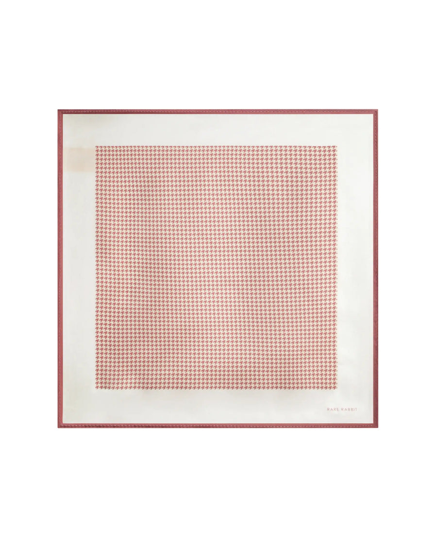 Rare Rabbit Men's Cann Light Orange Silk Fabric Houndstooth Print Pocket Square