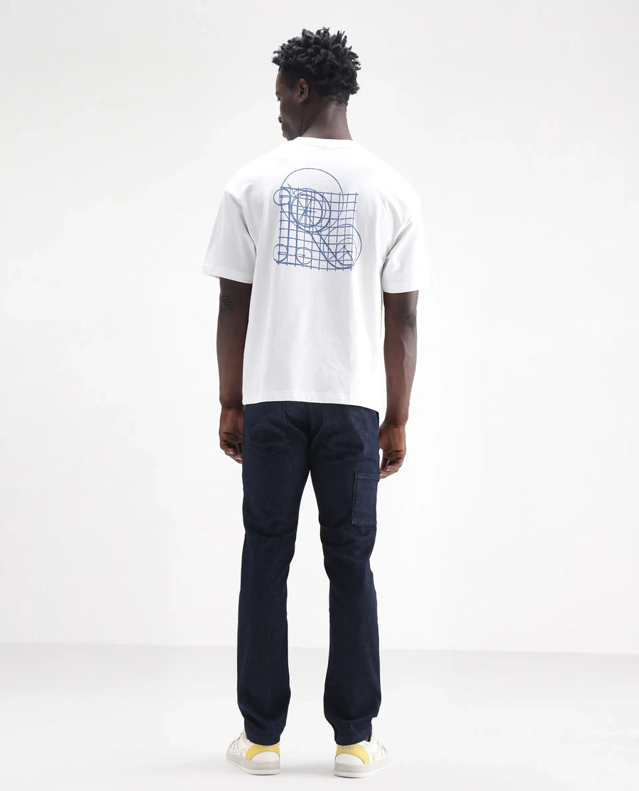 Rare Rabbit Men's Cardiff Blue Cotton Plain Hawk Slim Fit Jeans