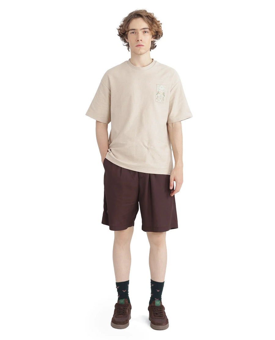 Rare Rabbit Men's Carn-B Brown Cotton Plain Oversized Fit Shorts