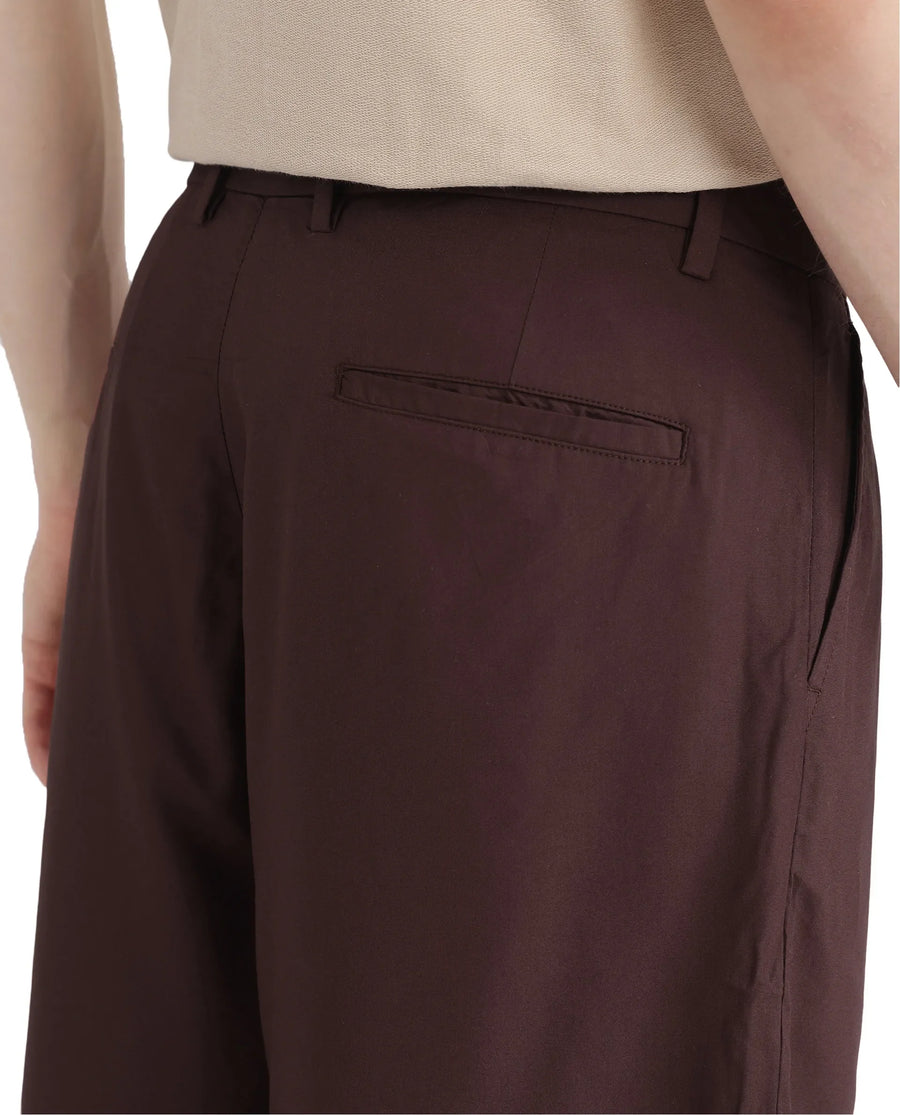 Rare Rabbit Men's Carn-B Brown Cotton Plain Oversized Fit Shorts