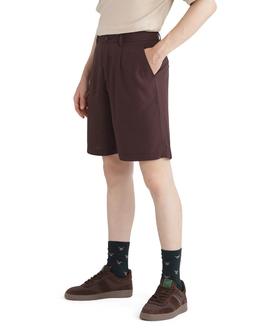 Rare Rabbit Men's Carn-B Brown Cotton Plain Oversized Fit Shorts