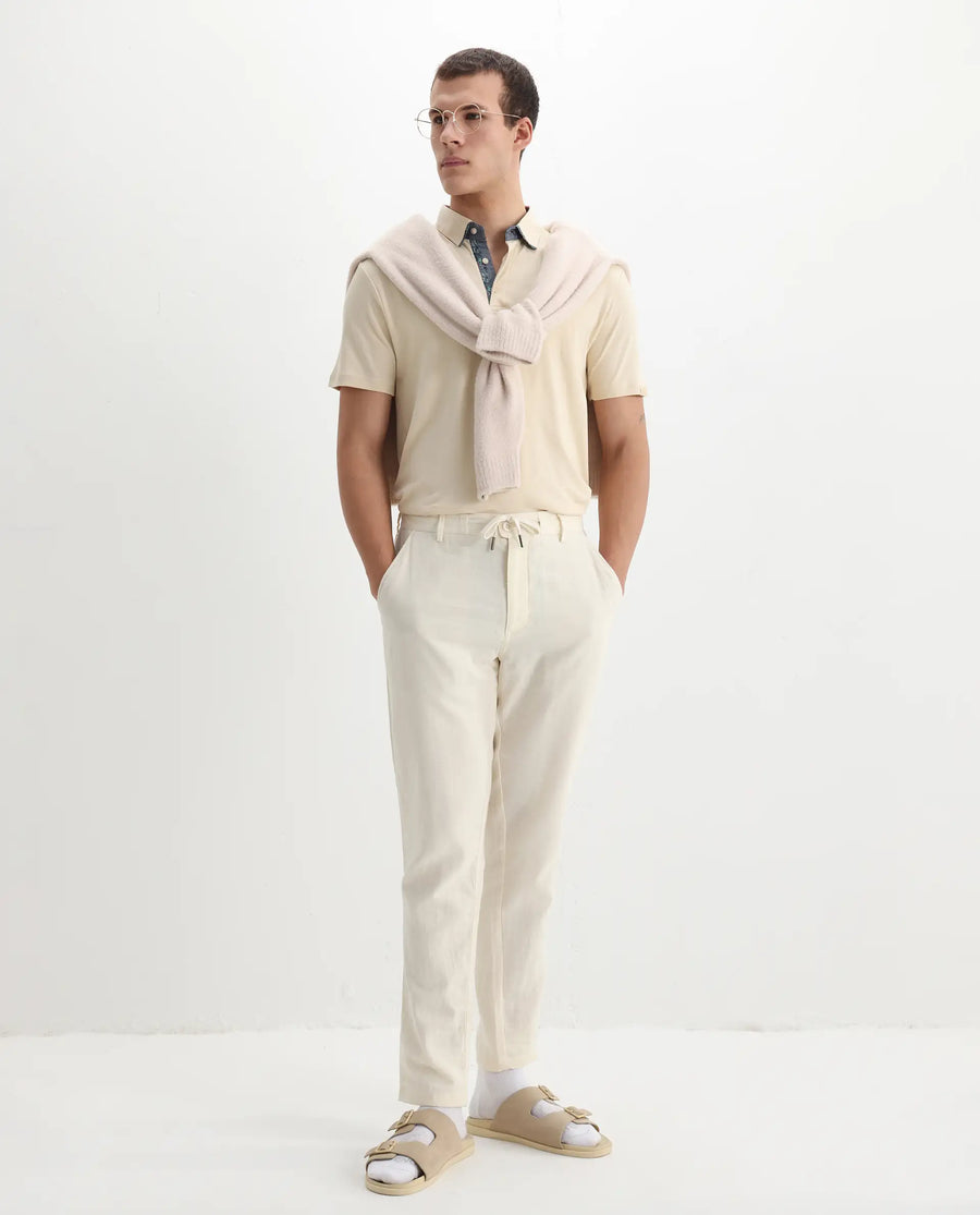 Rare Rabbit Men's Casca Dark Beige Cotton Plain Regular Fit Half Sleeve Polo