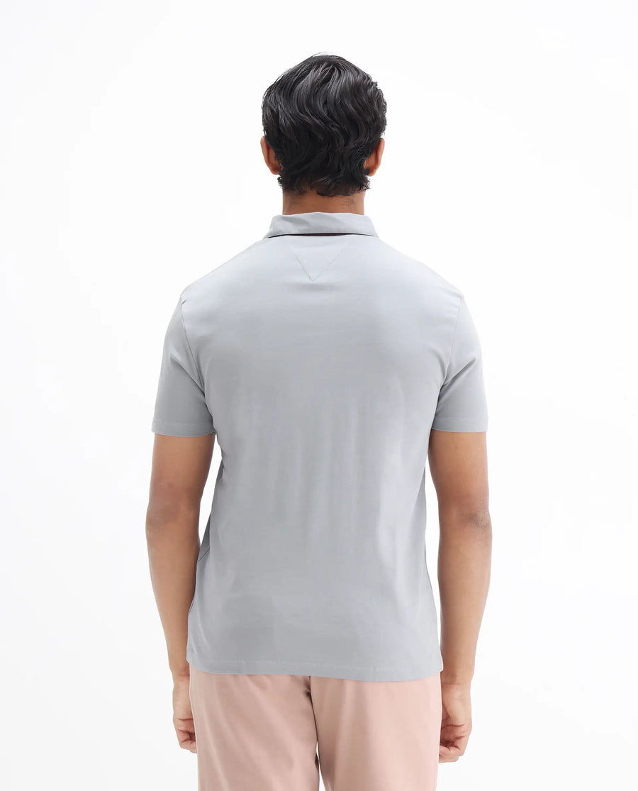 Rare Rabbit Men's Casca Dark Grey Cotton Plain Regular Fit Half Sleeve Polo