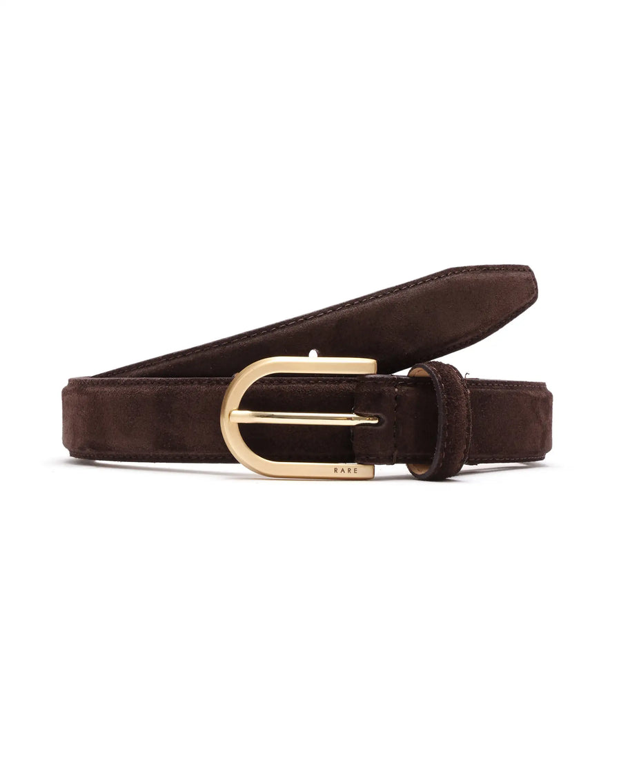 Rare Rabbit Men Cava Coffee Brown Leather Belt