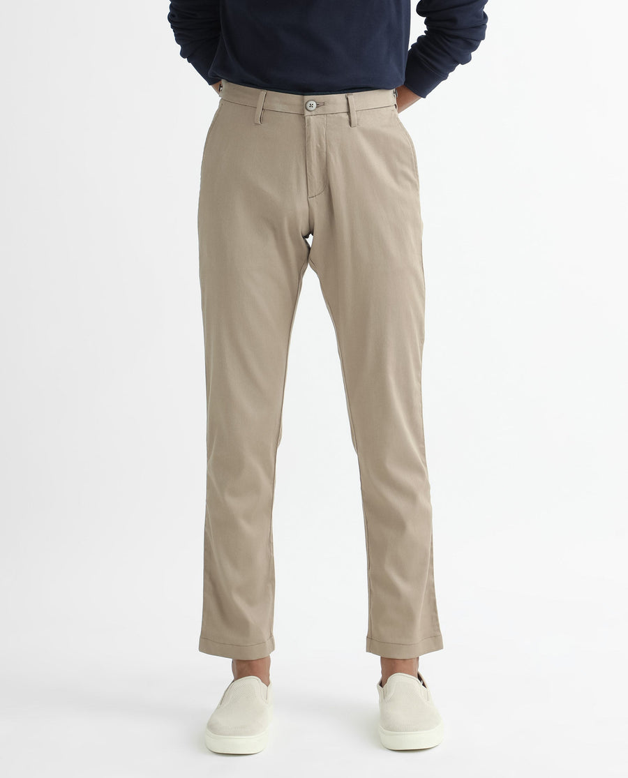 Rare Rabbit Men's Cellular Khaki Cotton Plain Regular Fit Trouser