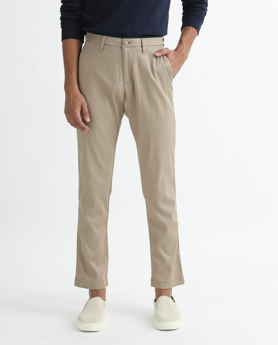 Rare Rabbit Men's Cellular Khaki Cotton Plain Regular Fit Trouser
