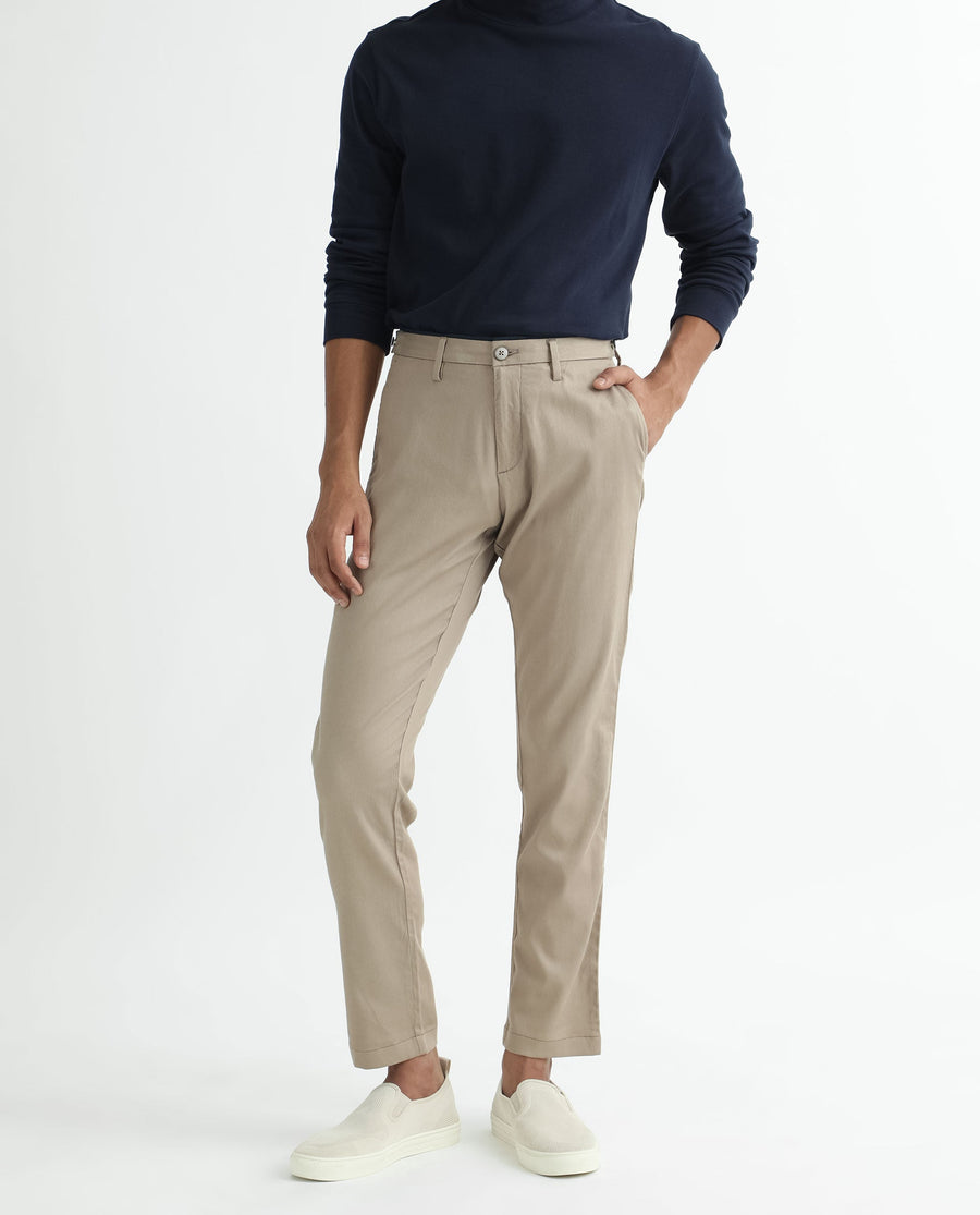 Rare Rabbit Men's Cellular Khaki Cotton Plain Regular Fit Trouser