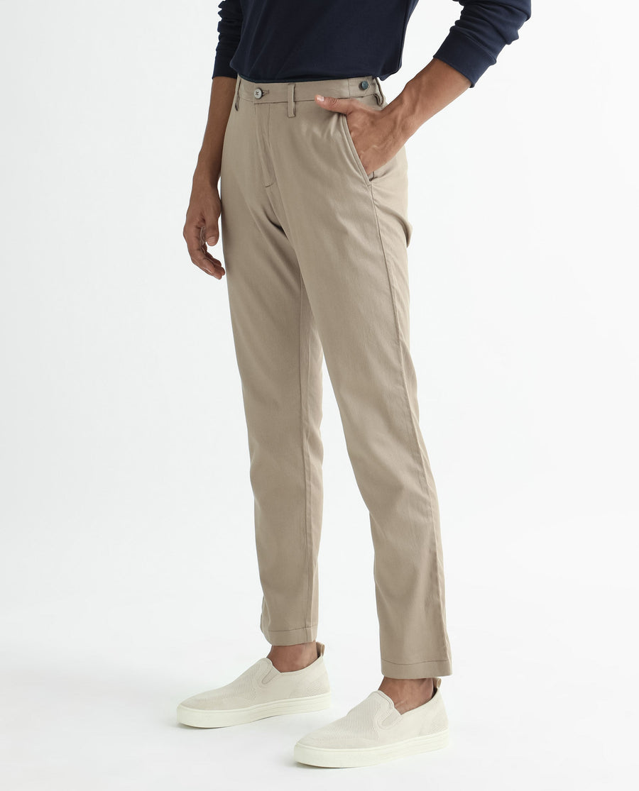 Rare Rabbit Men's Cellular Khaki Cotton Plain Regular Fit Trouser