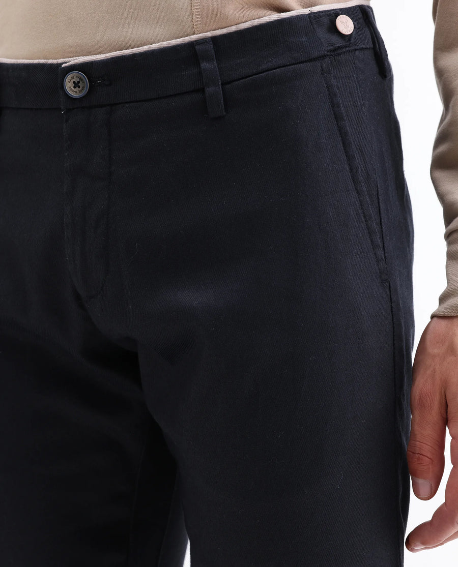Rare Rabbit Men's Cellular Navy Cotton Plain Regular Fit Trouser