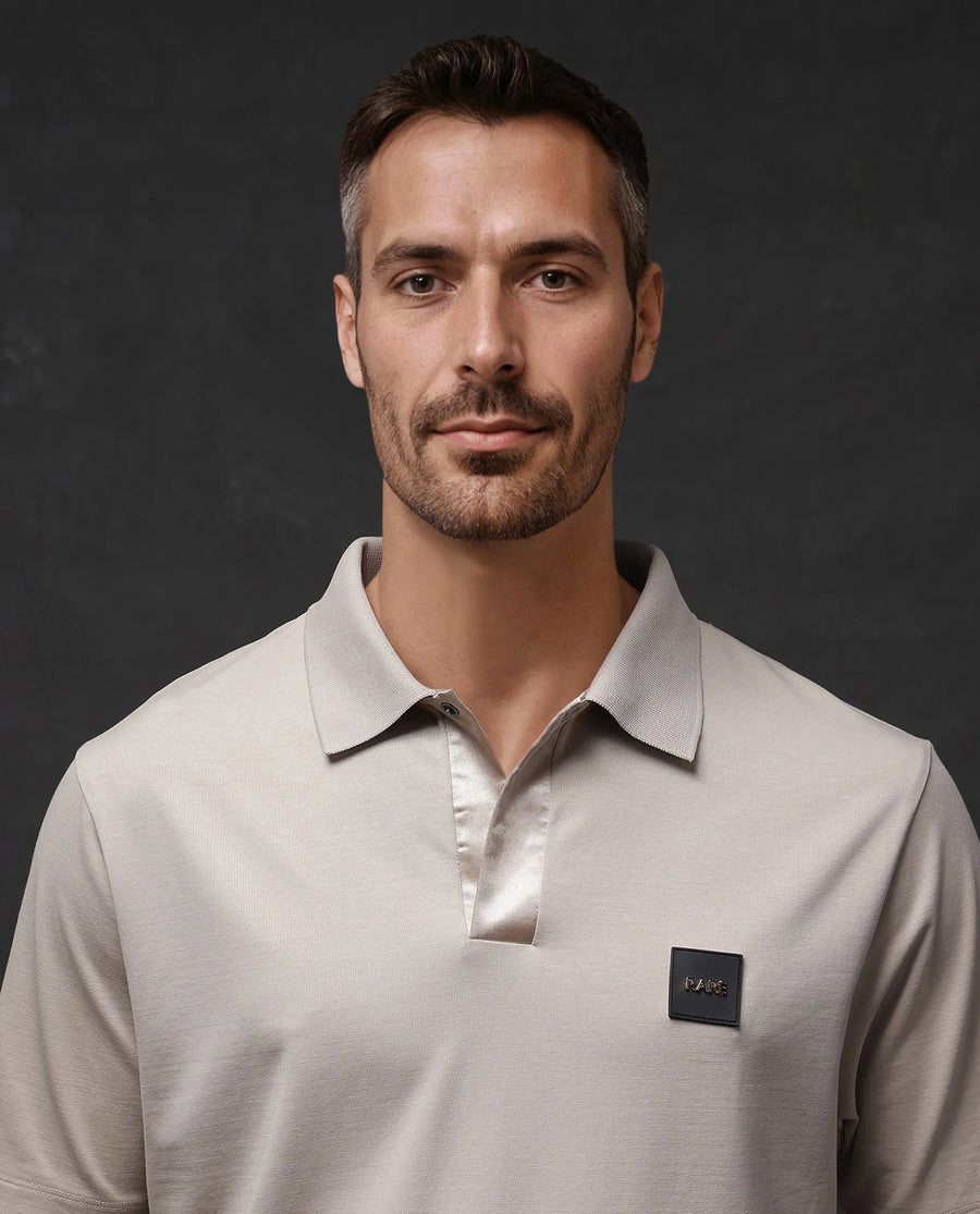 Rare Rabbit Men's Centor - Beige Cotton Plain Regular Fit Half Sleeve Polo