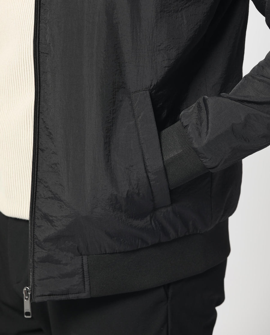 Rare Rabbit Men's Cerno Black Polyester Plain Regular Fit Full Sleeve Mandarin Collar Jacket