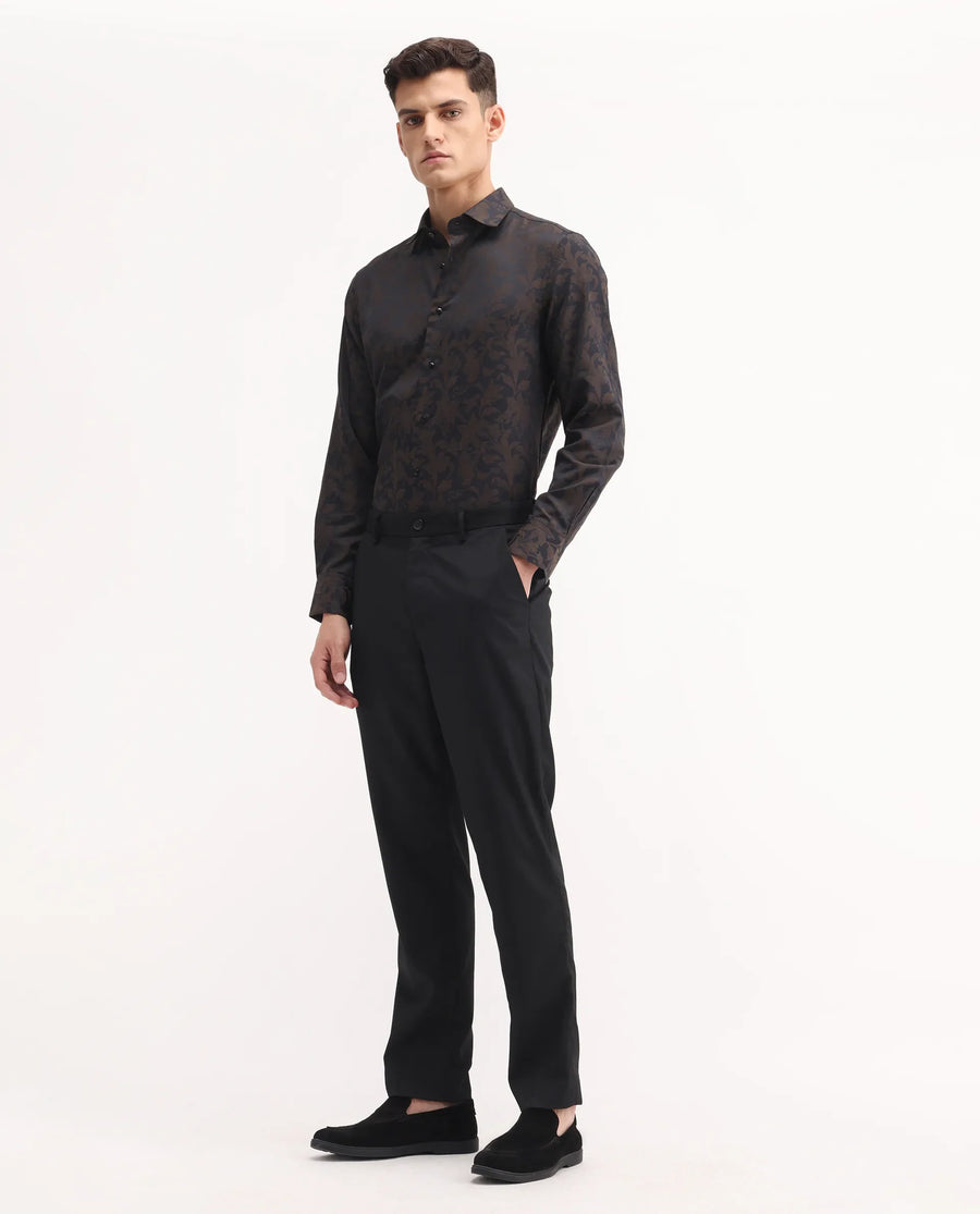 Rare Rabbit Men's Chamey Black Polyester Plain Regular Fit Trouser