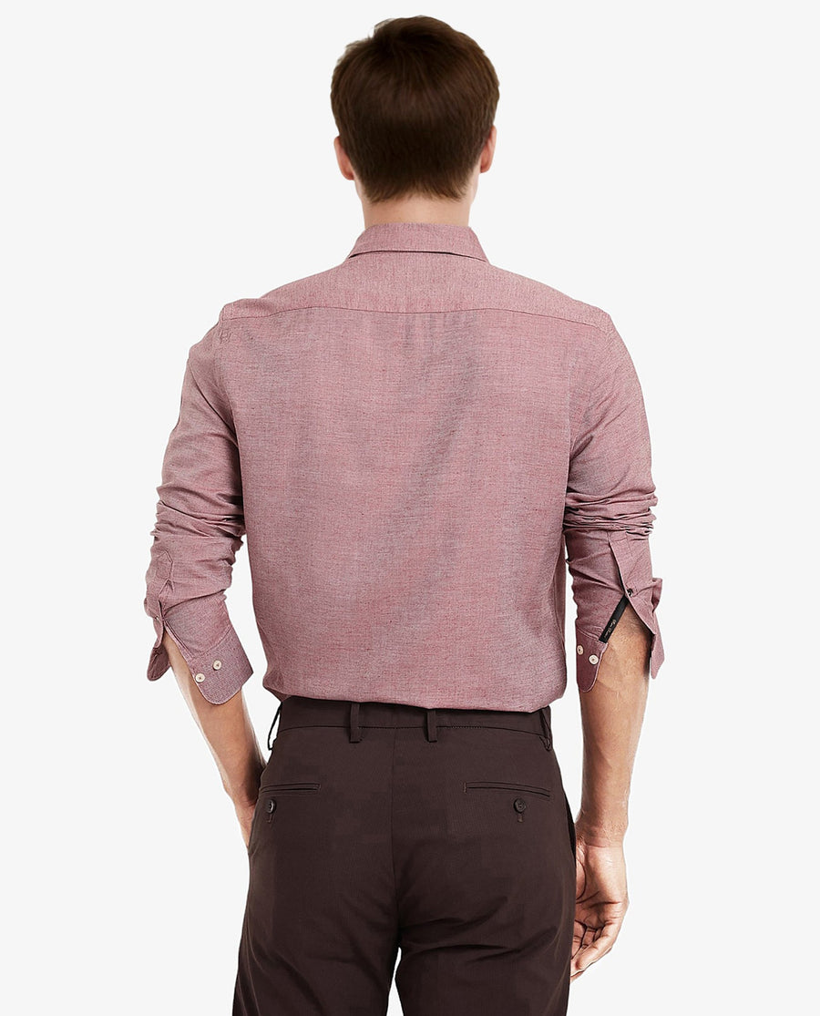 Rare Rabbit Men's Chapelle Maroon Cotton Plain Regular Fit Full Sleeve Collared Shirt