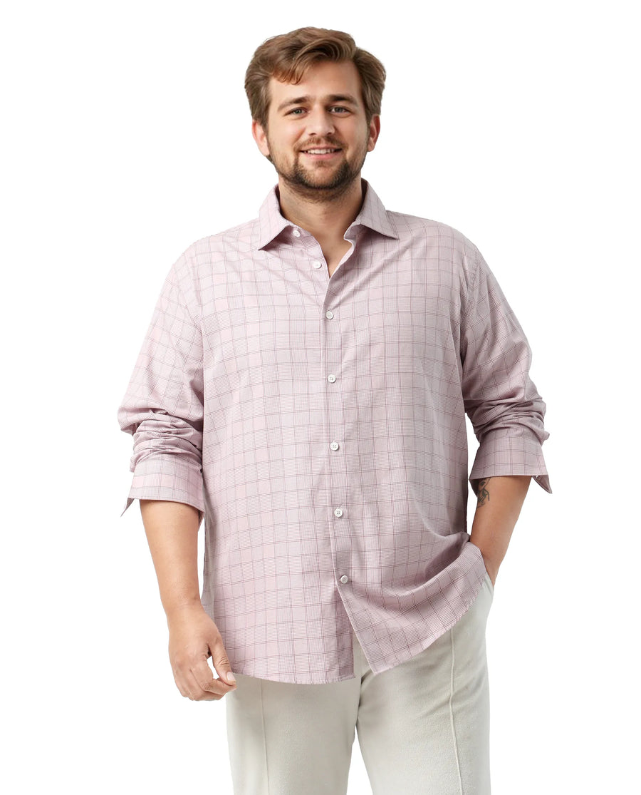 Rare Rabbit Men's Chek Big Red Cotton Fabric Full Sleeves Collared Neck Button Closure Checked Shirt