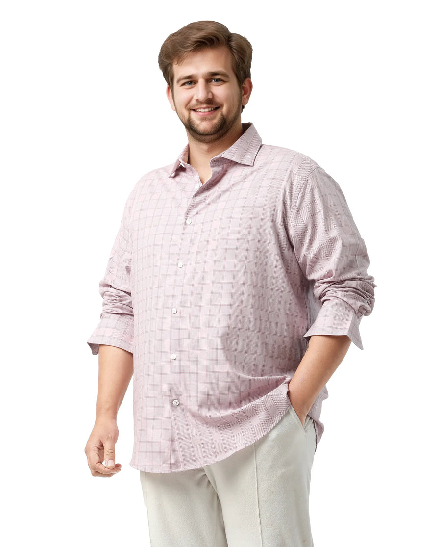 Rare Rabbit Men's Chek Big Red Cotton Fabric Full Sleeves Collared Neck Button Closure Checked Shirt