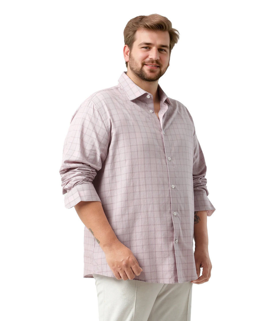 Rare Rabbit Men's Chek Big Red Cotton Fabric Full Sleeves Collared Neck Button Closure Checked Shirt