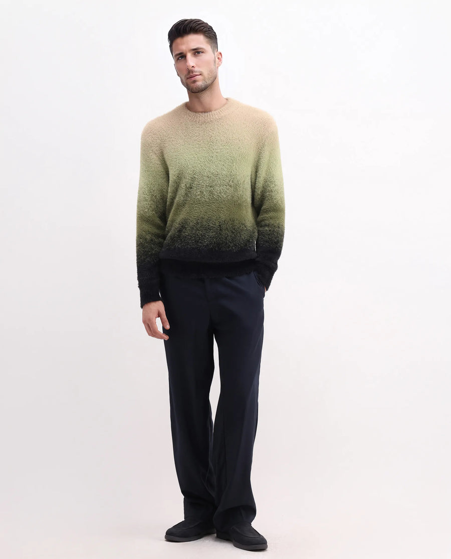 Rare Rabbit Men's Chervs Dark Green Cotton Color Block Regular Fit Full Sleeve Crew Neck Sweater