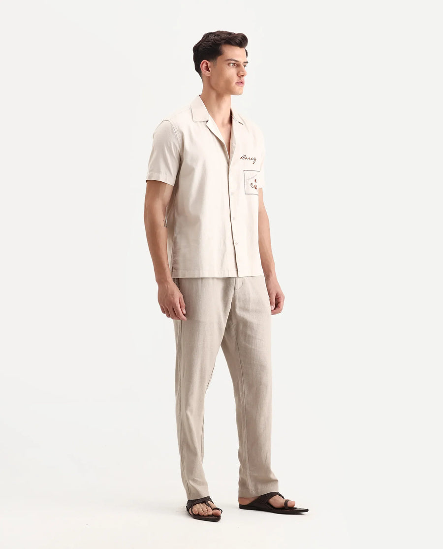 Rare Rabbit Men Chinio Linen Blend Drawstring Closure Plain Trouser