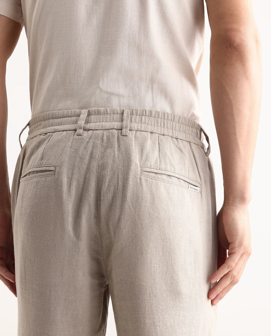 Rare Rabbit Men Chinio Linen Blend Drawstring Closure Plain Trouser