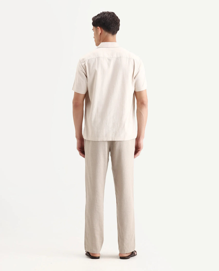 Rare Rabbit Men Chinio Linen Blend Drawstring Closure Plain Trouser