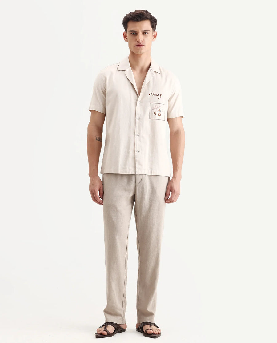 Rare Rabbit Men Chinio Linen Blend Drawstring Closure Plain Trouser