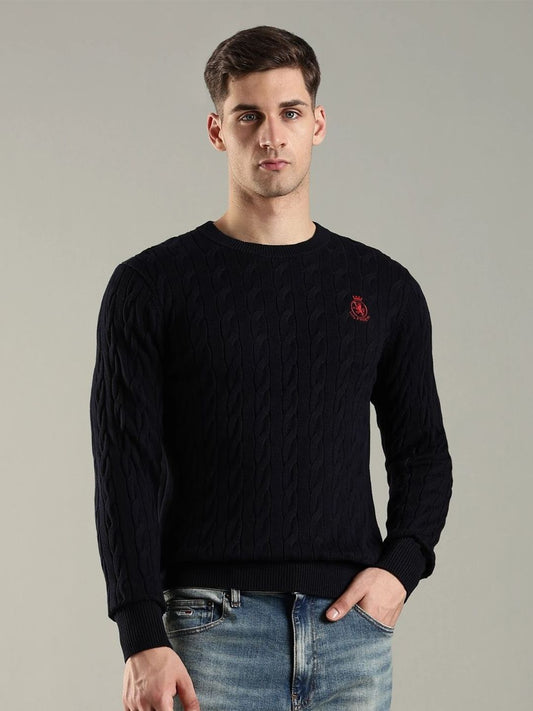 Tommy Hilfiger Self-Design Embroidered Regular Fit Organic Cotton Sweater
