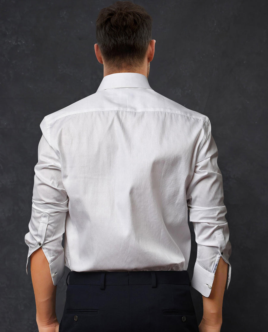 Rare Rabbit Men's Clade White Cotton Plain Regular Fit Full Sleeve Collared Shirt