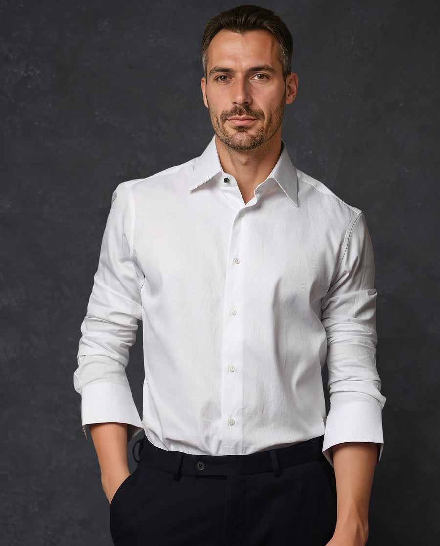 Rare Rabbit Men's Clade White Cotton Plain Regular Fit Full Sleeve Collared Shirt