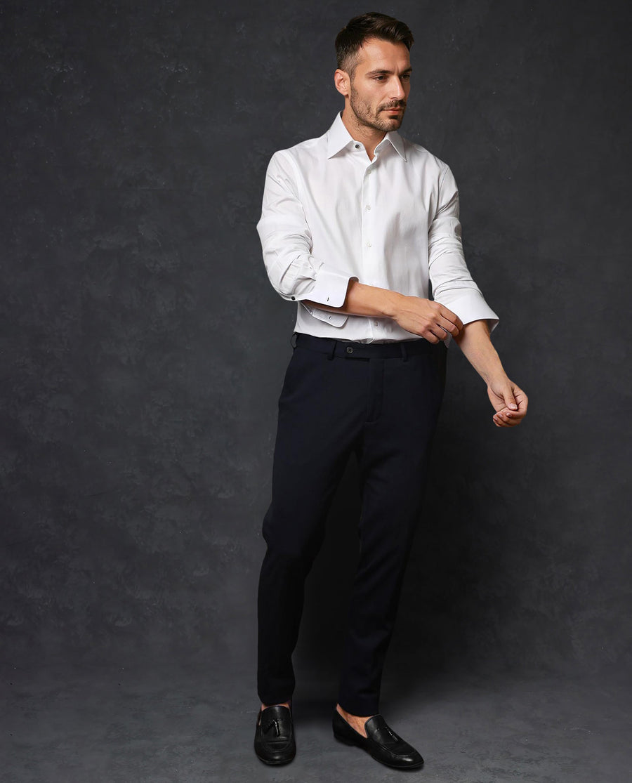 Rare Rabbit Men's Clade White Cotton Plain Regular Fit Full Sleeve Collared Shirt