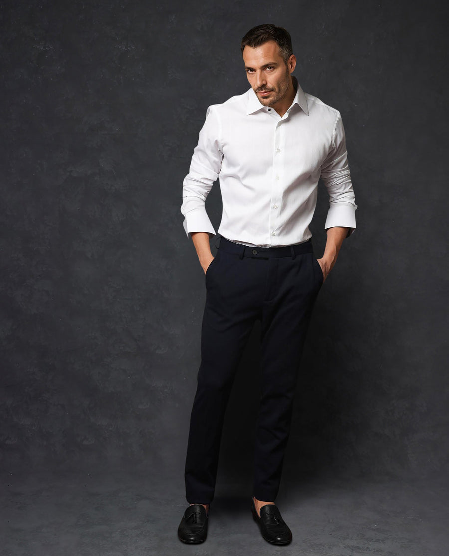 Rare Rabbit Men's Clade White Cotton Plain Regular Fit Full Sleeve Collared Shirt