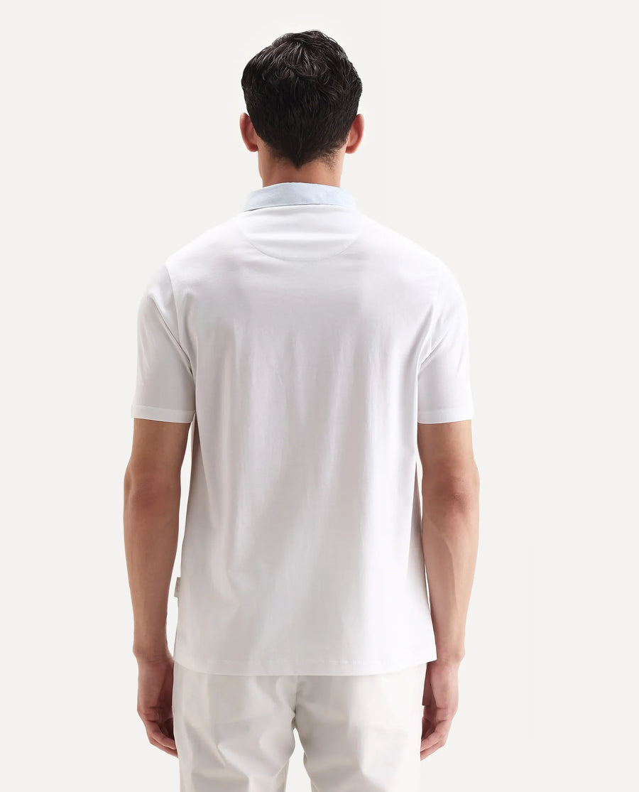 Rare Rabbit Men's Clarence-1 White Cotton Plain Regular Fit Half Sleeve Polo