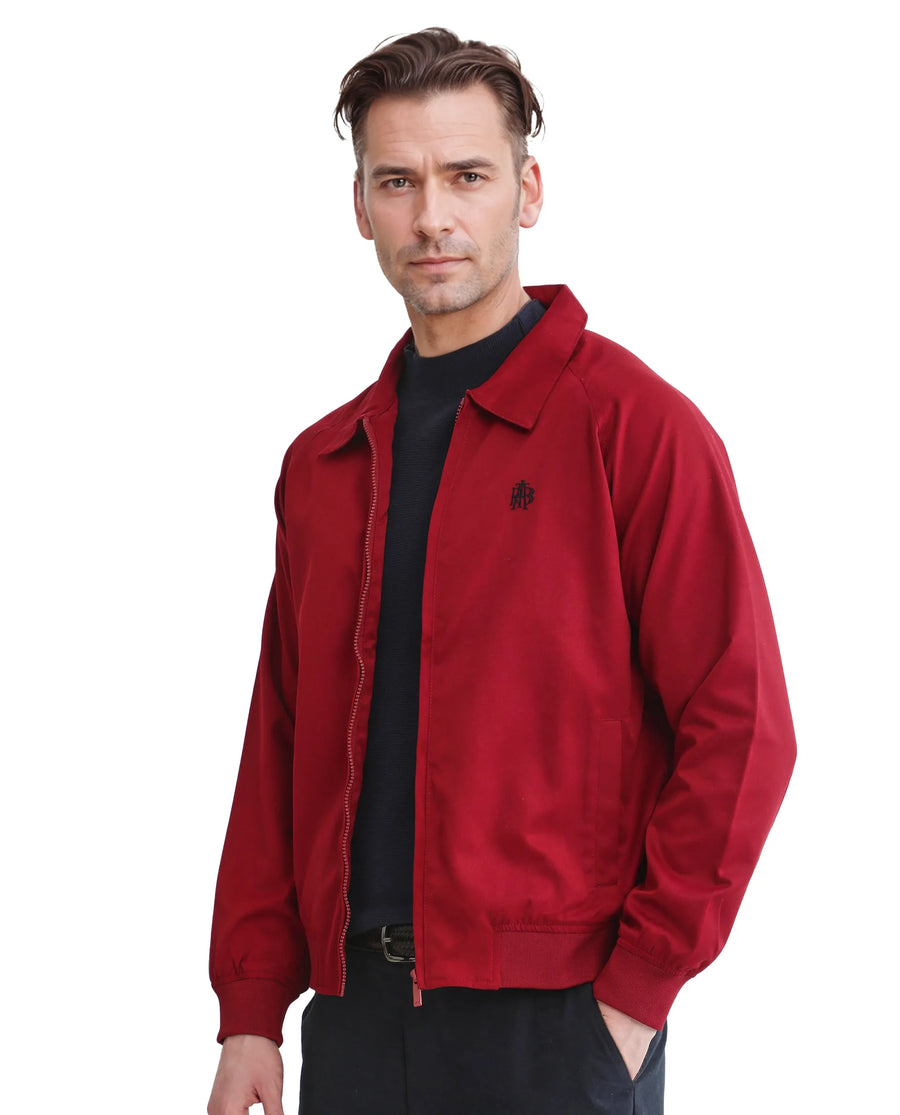 Rare Rabbit Men's Clayon Red Polyester Embroidered Regular Fit Full Sleeve Spread Collar Jacket