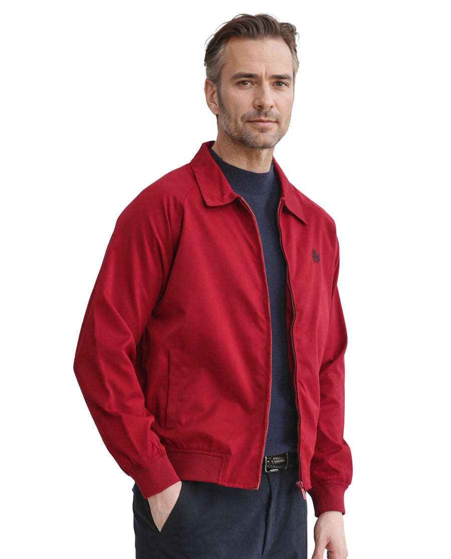 Rare Rabbit Men's Clayon Red Polyester Embroidered Regular Fit Full Sleeve Spread Collar Jacket