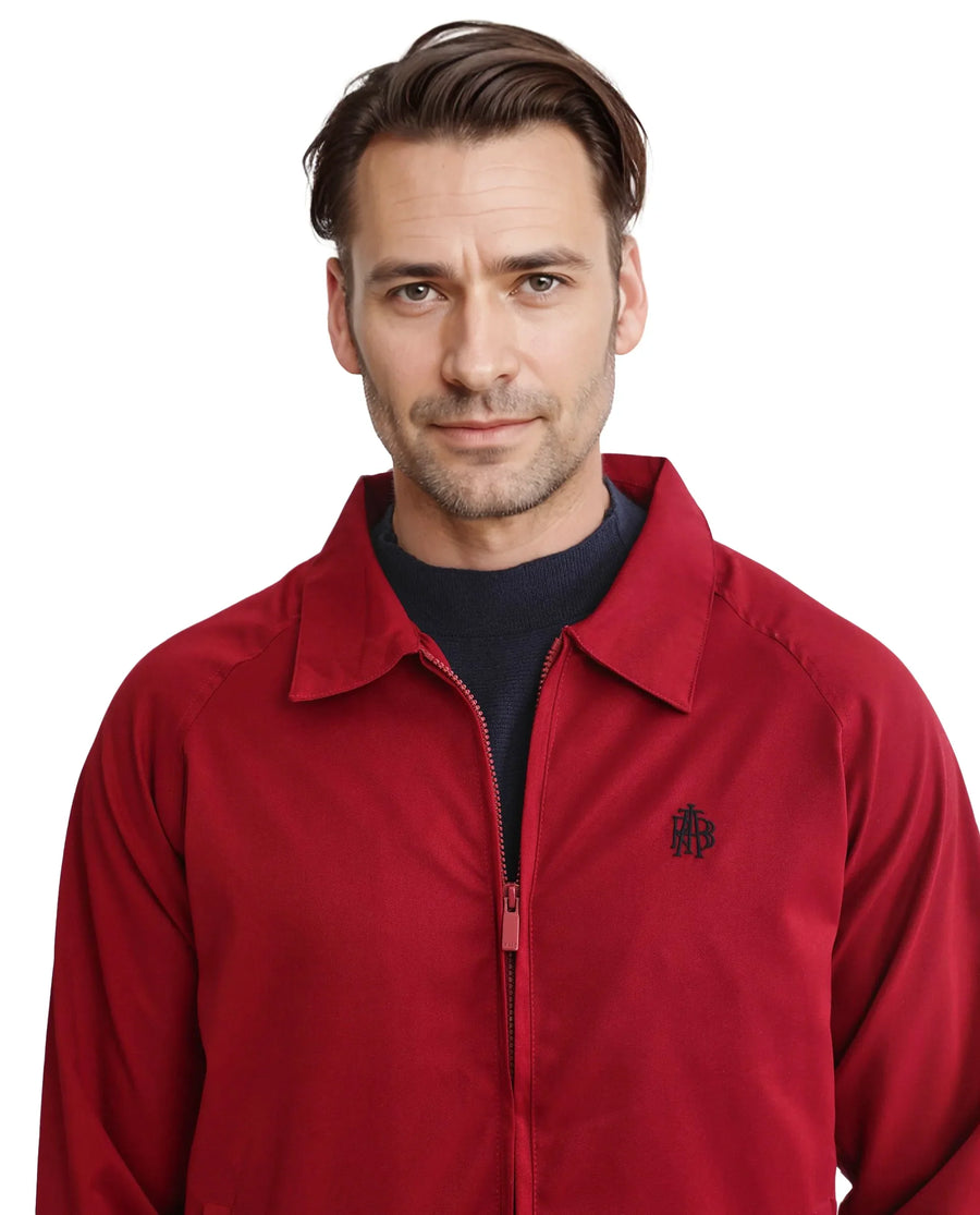 Rare Rabbit Men's Clayon Red Polyester Embroidered Regular Fit Full Sleeve Spread Collar Jacket