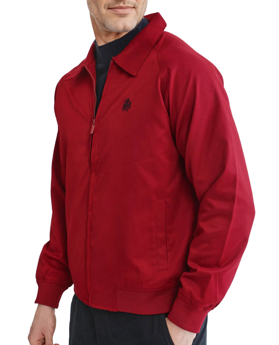 Rare Rabbit Men's Clayon Red Polyester Embroidered Regular Fit Full Sleeve Spread Collar Jacket