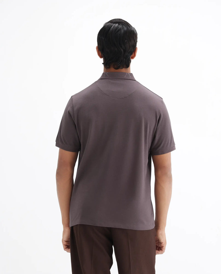 Rare Rabbit Men's Clif Dusky Purple Cotton Plain Regular Fit Half Sleeve Polo