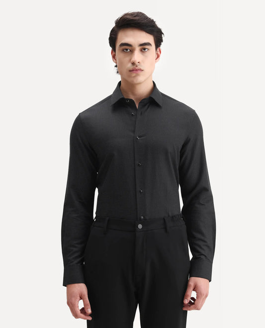 Rare Rabbit Men's Clor Black Cotton Spread Collar Regular Fit Polka Print Shirt
