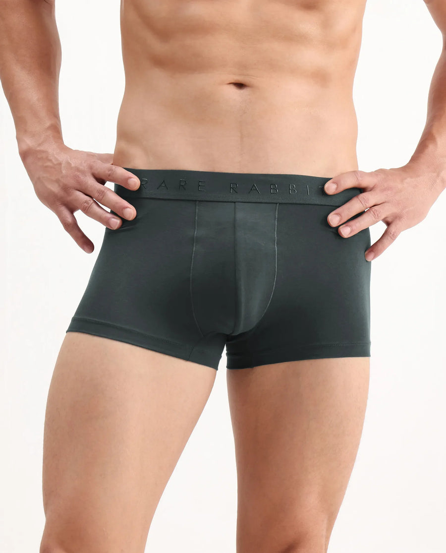 Rare Rabbit Men Close Olive Soft Cotton Stretch Trunks