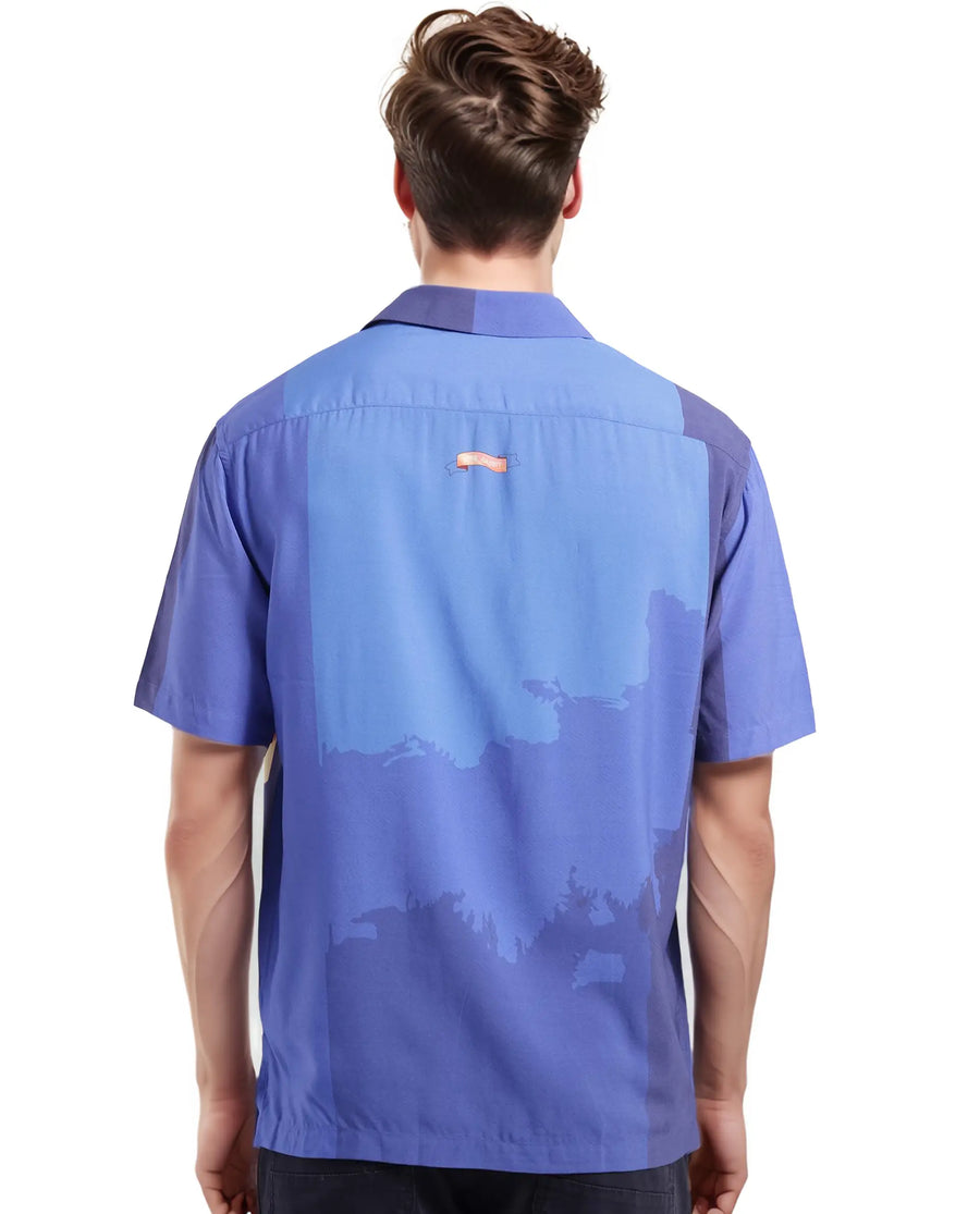 Rare Rabbit Men's Coca Dark Navy Cotton Tropical Print Boxy Fit Half Sleeve Cuban Collar Shirt