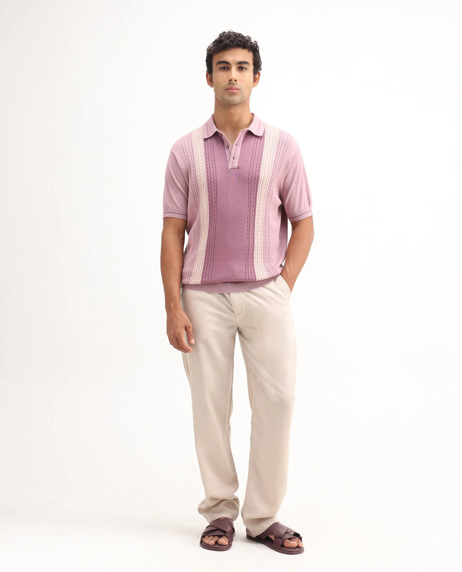 Rare Rabbit Men's Coft-B Beige Linen Blend Plain Loose Fit Trouser