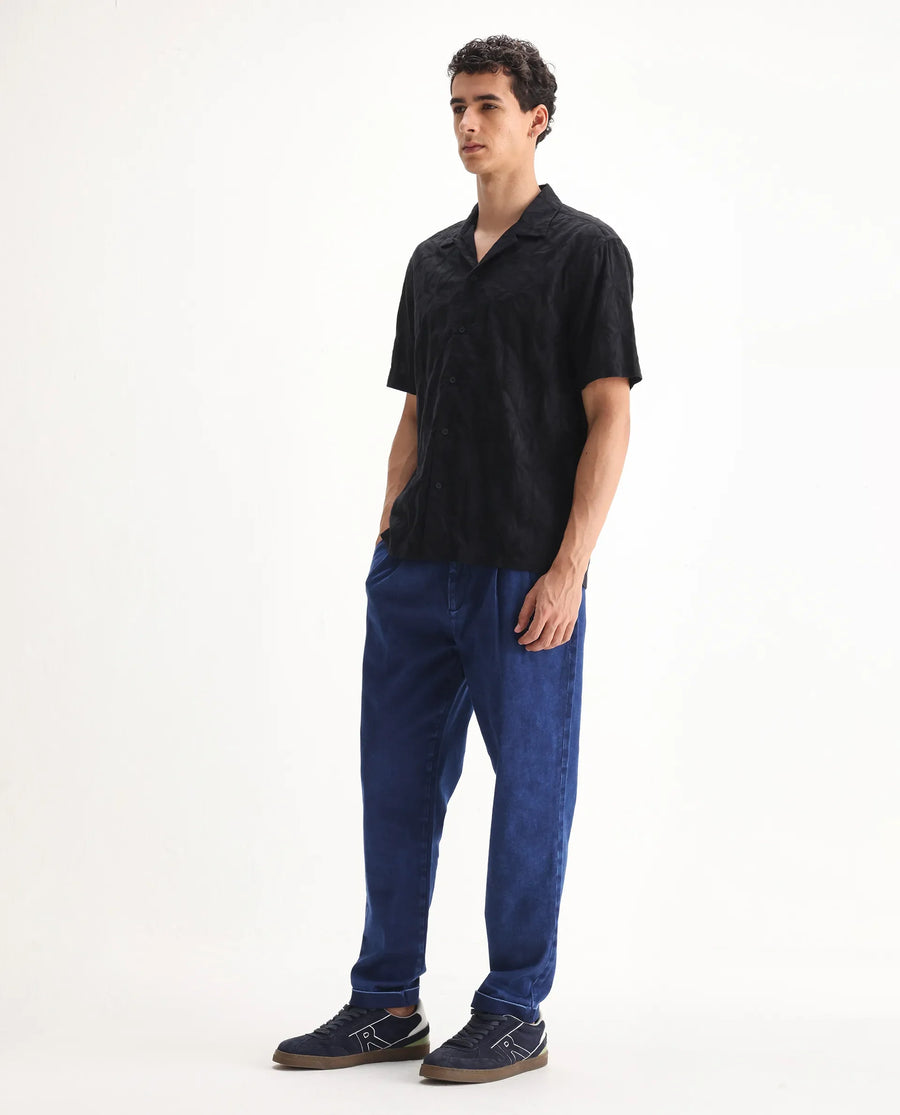 Rare Rabbit Men's Colt Blue Polyester Plain Lenny Straight Fit Jeans