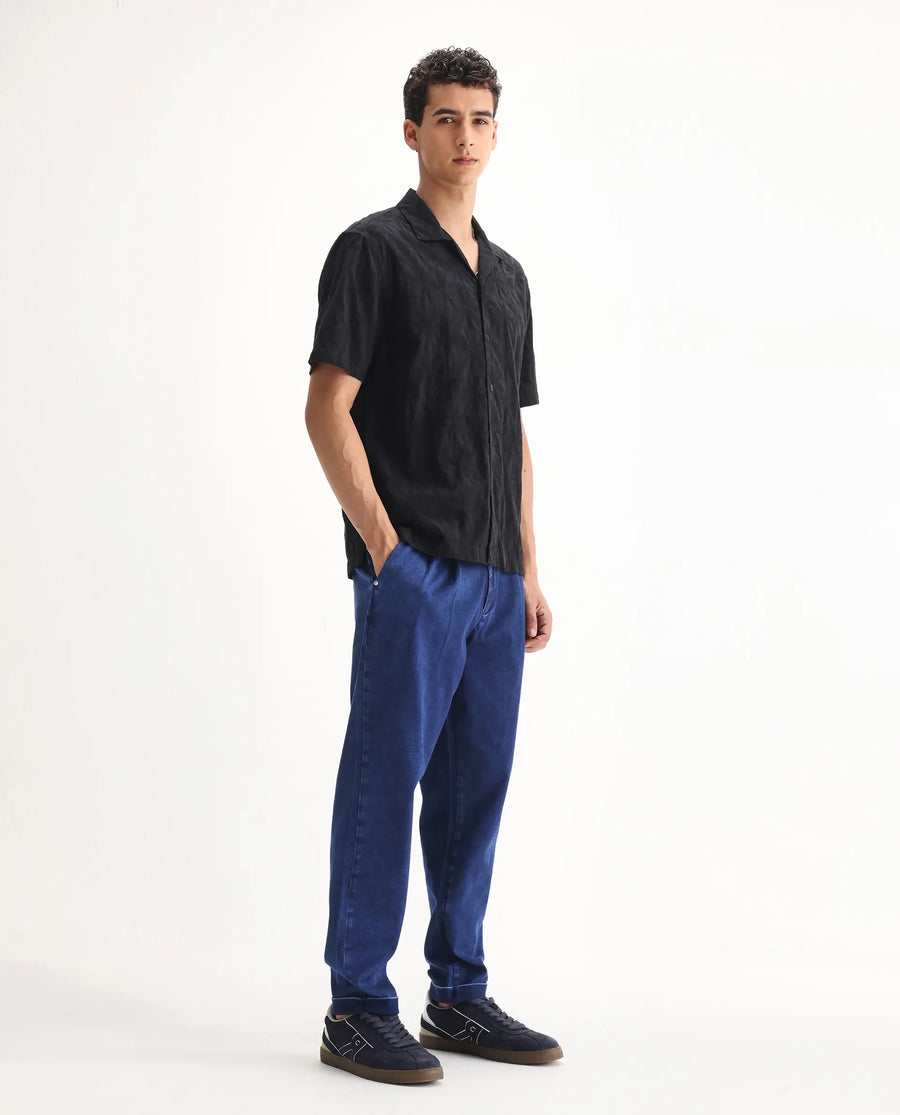Rare Rabbit Men's Colt Blue Polyester Plain Lenny Straight Fit Jeans