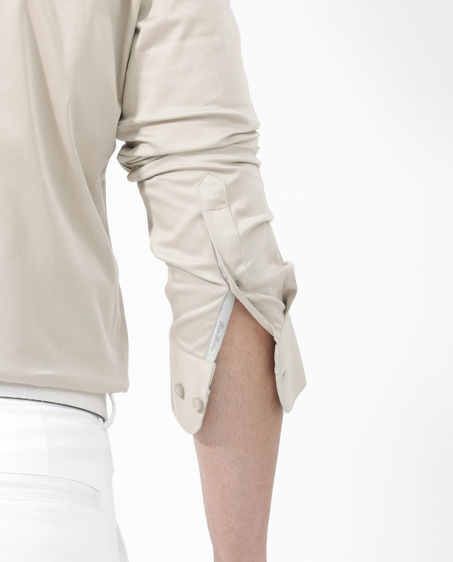 Rare Rabbit Men's Como 4 Dusky Beige Cotton Plain Regular Fit Full Sleeve Collared Shirt
