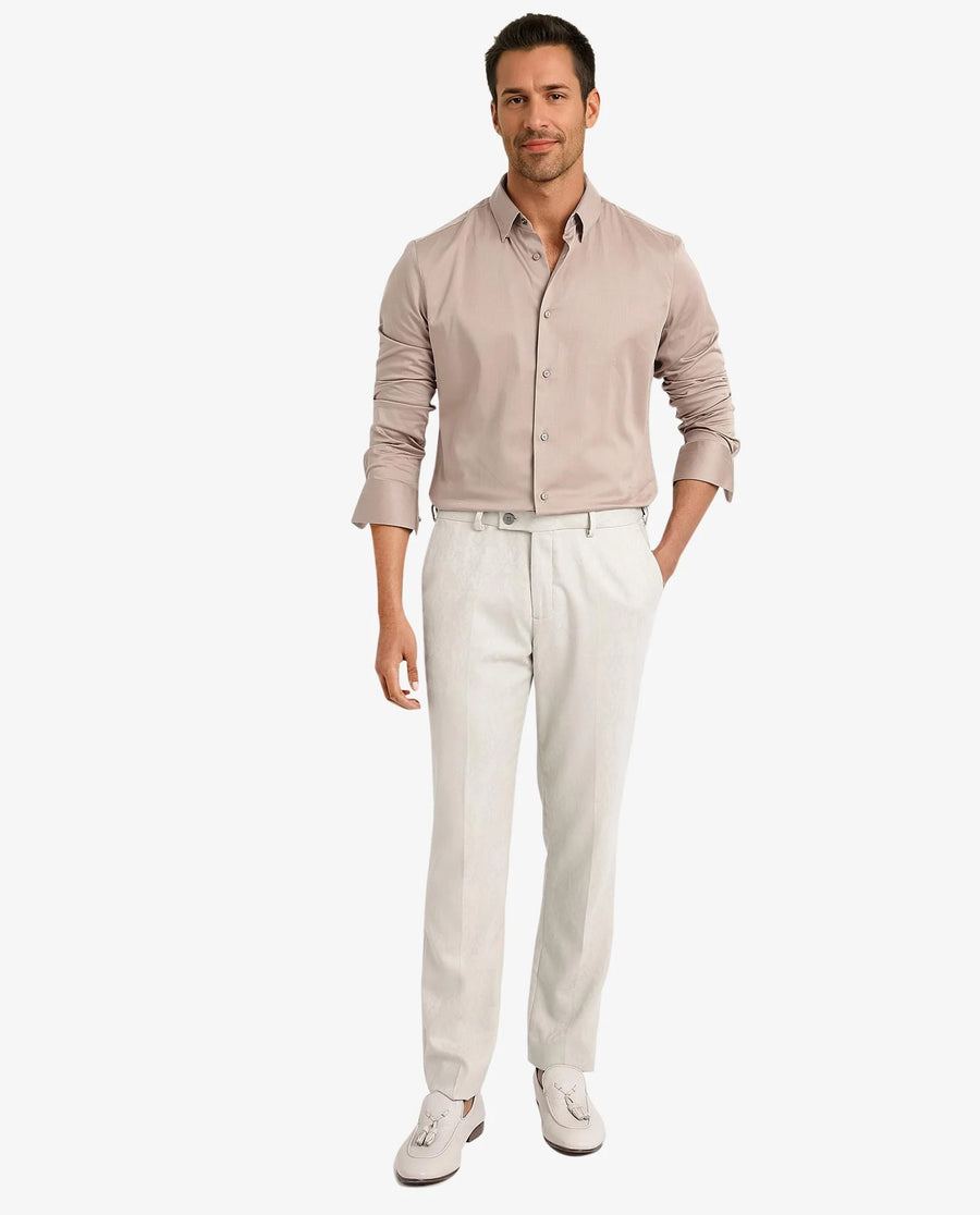 Rare Rabbit Men's Como-5 Dusky Peach Satin Plain Regular Fit Full Sleeve Collared Shirt